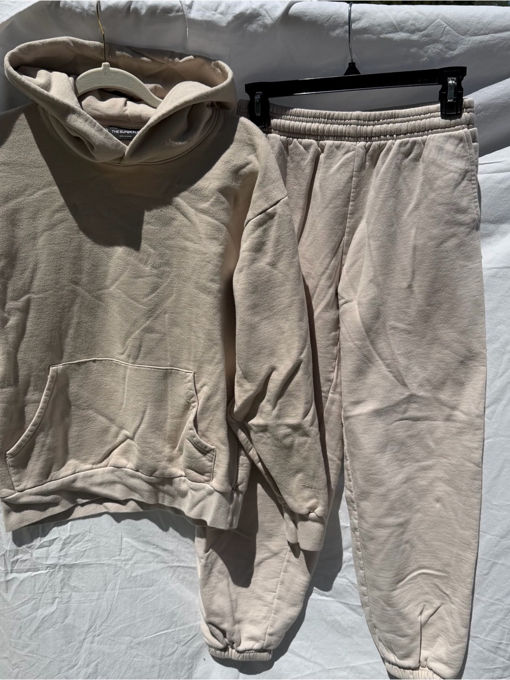 Aritzia The Super Fleece Hoodie & Sweatpant in Light Beige